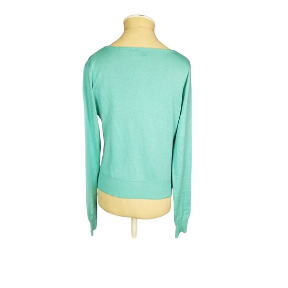 Milly of New York Vintage Silk/Cashmere Blue/Green Cardigan Size Medium - Picture 5 of 5